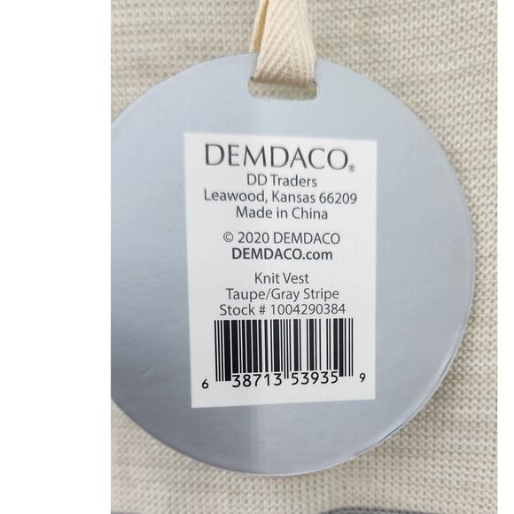 New NWT Demdaco Knit Vest Grey Taupe Stripe Sweater‎ Sleeveless Duster One Size - Picture 8 of 8